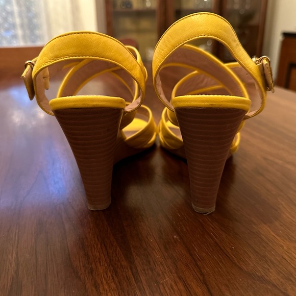 J Crew yellow heeled sandals. Size 8. - Picture 3 of 6